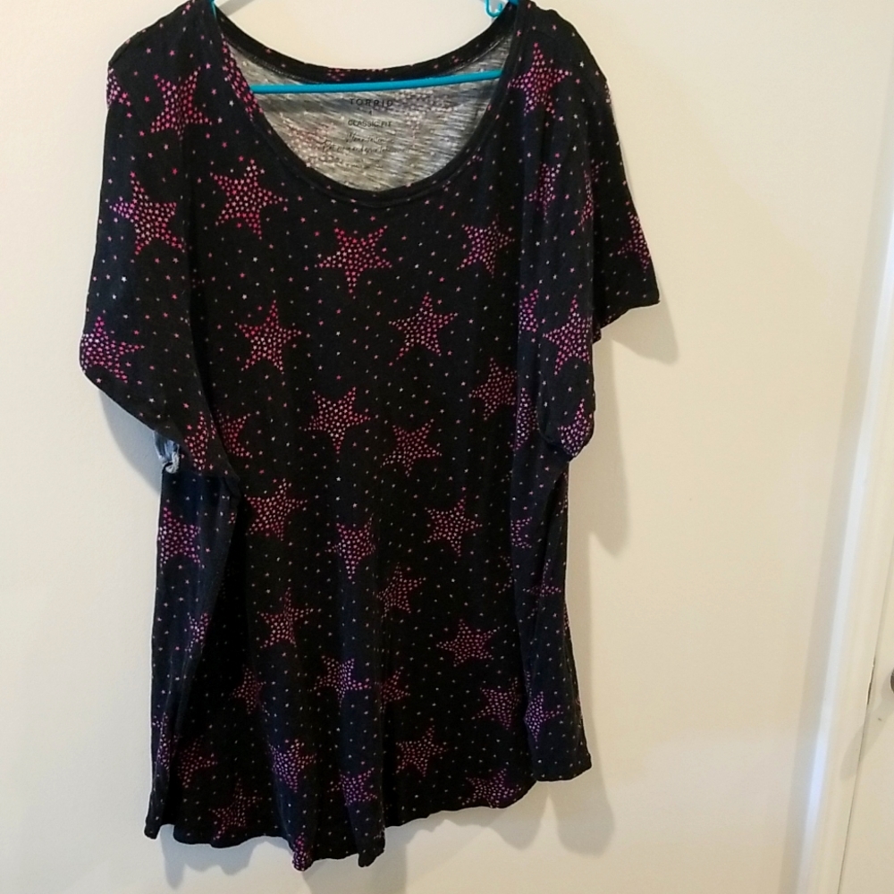 Torrid Pink & Black Stars Classic Tee